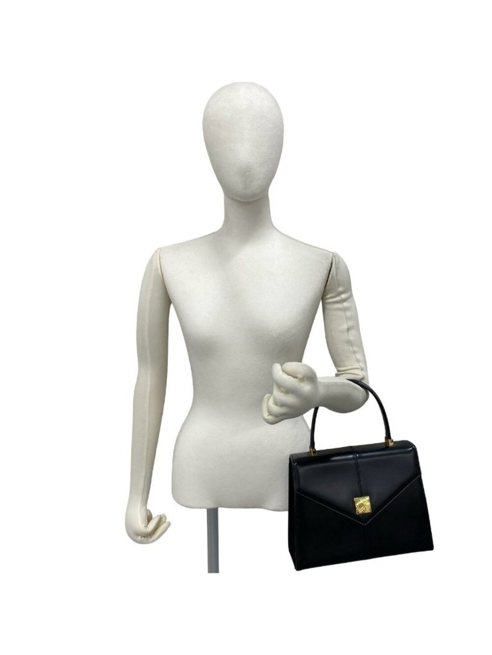 Saint Laurent Vintage YSL Logo Leather Handbag Black - Picture 2 of 10